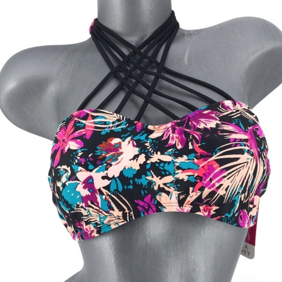 💎Hula Honey Tropical Splash Strappy Bikini Top in size S - Picture 2 of 15